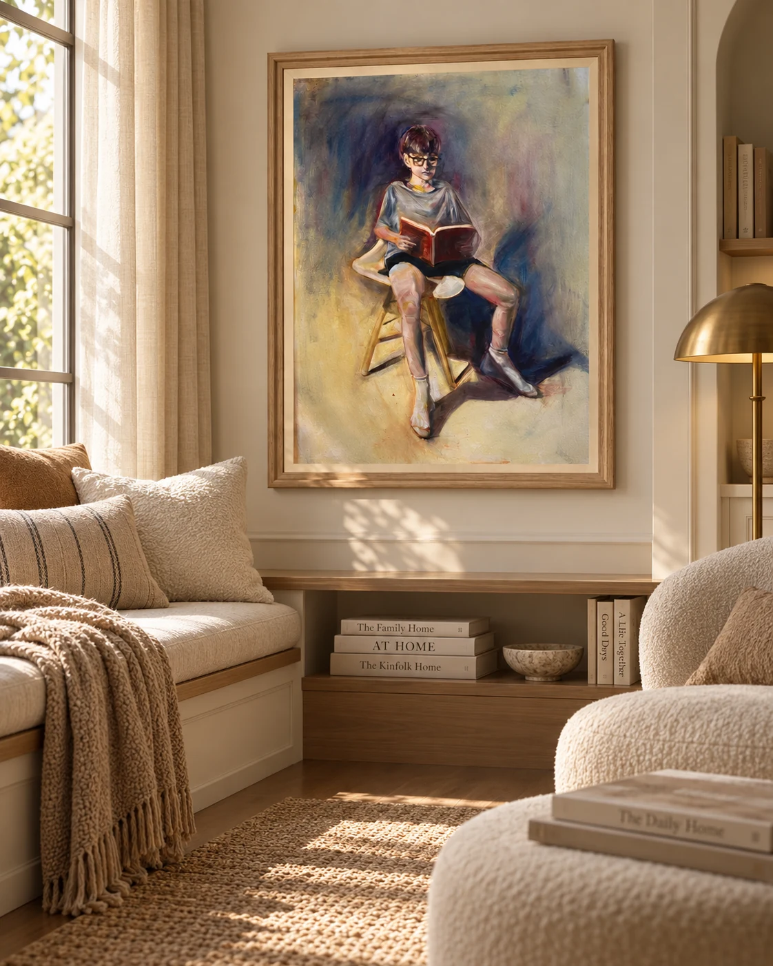Retrato de infância instalado em ambiente residencial