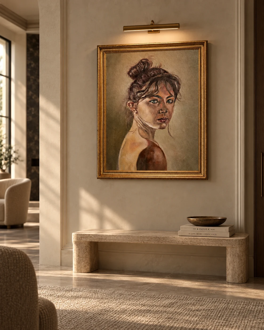 Retrato pessoal instalado em ambiente elegante